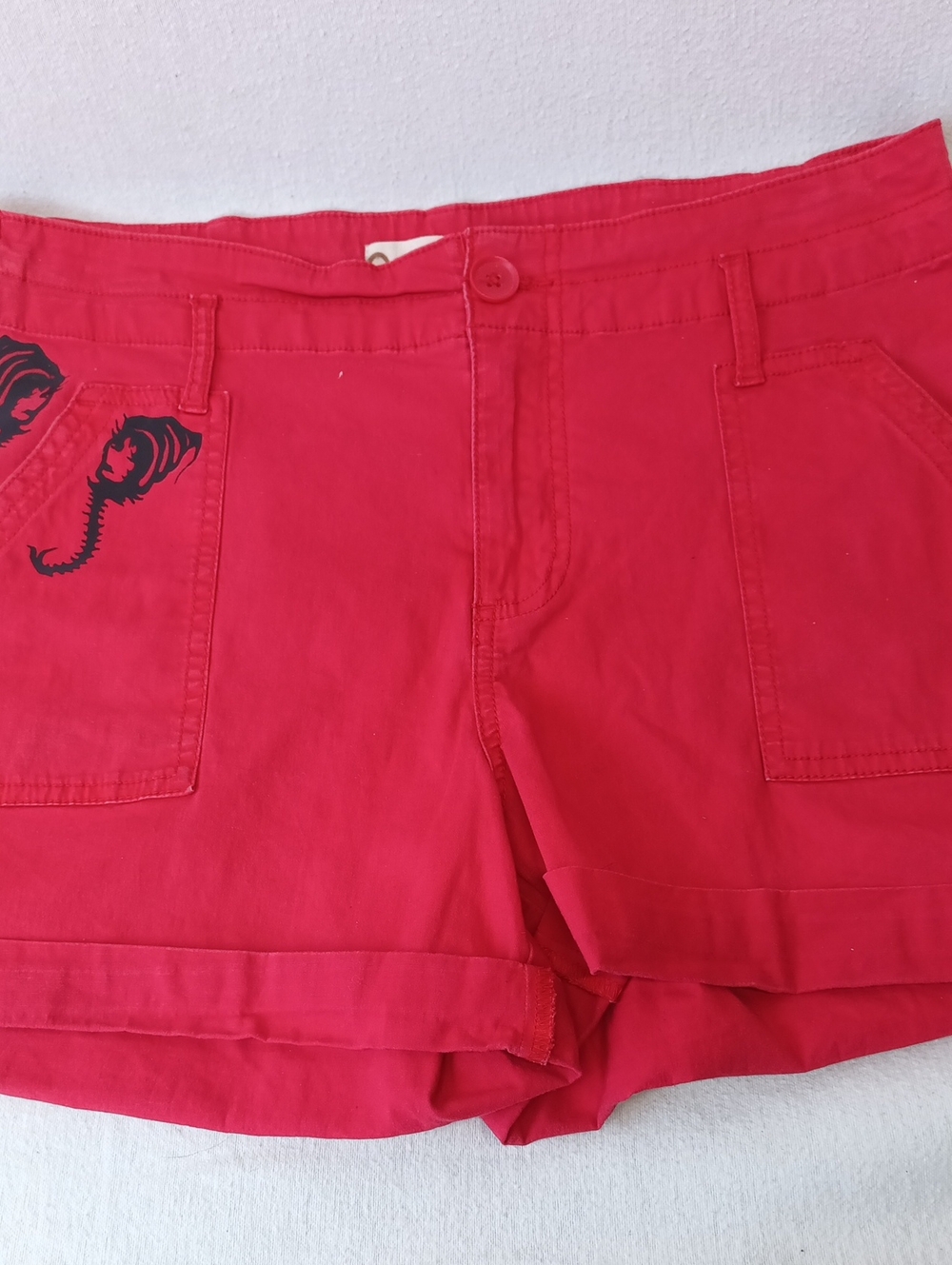 Ricki's Bright Red Patch Pocket Shorts with Elephant Detail